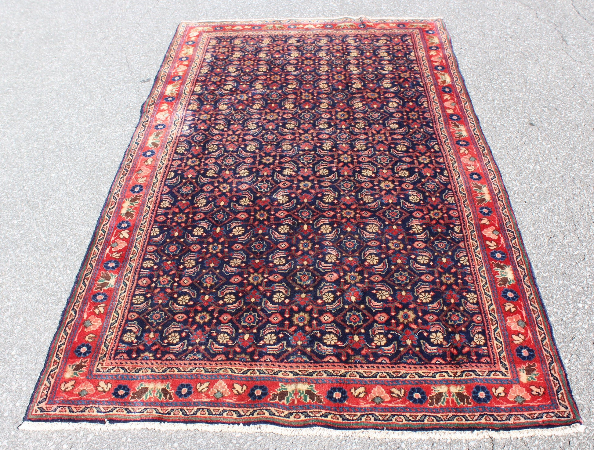 Red 4x7 Vintage Rug | Tribal Oriental Persian Rug | Kazak Bohemian Rug | Handmade Rug