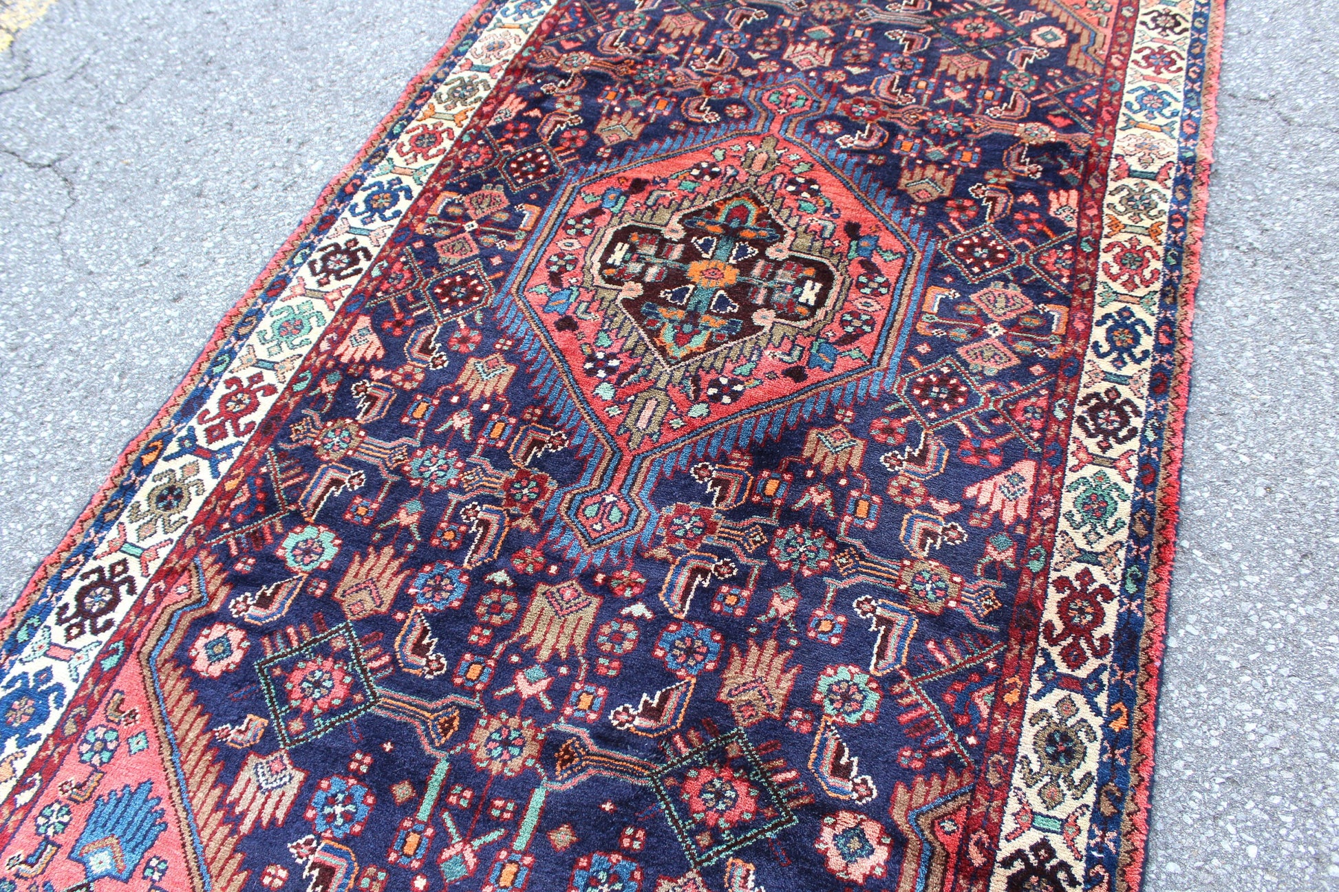 Red 4x7 Vintage Rug | Tribal Oriental Persian Rug | Kazak Bohemian Rug | Handmade Rug