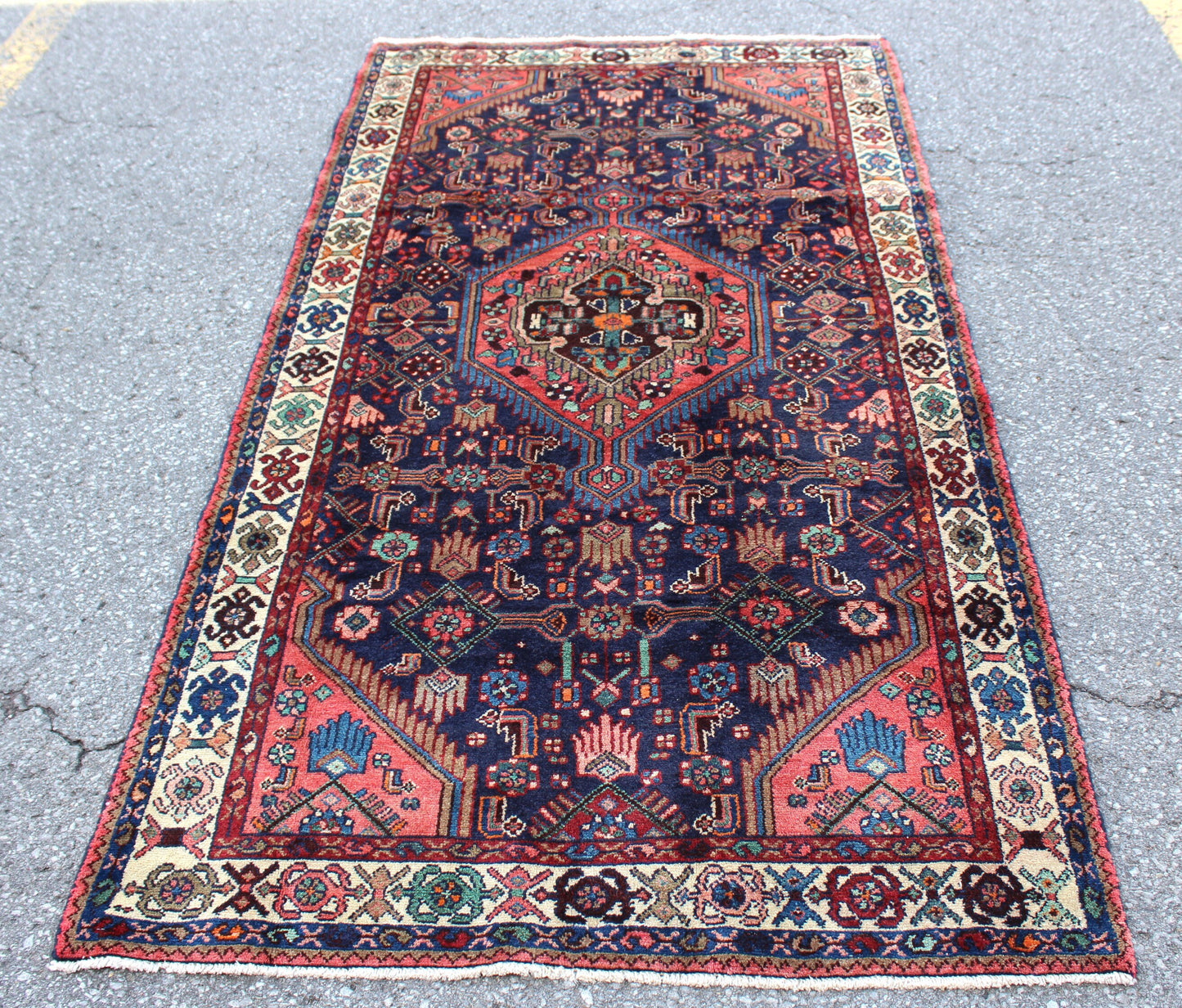 Red 4x7 Vintage Rug | Tribal Oriental Persian Rug | Kazak Bohemian Rug | Handmade Rug