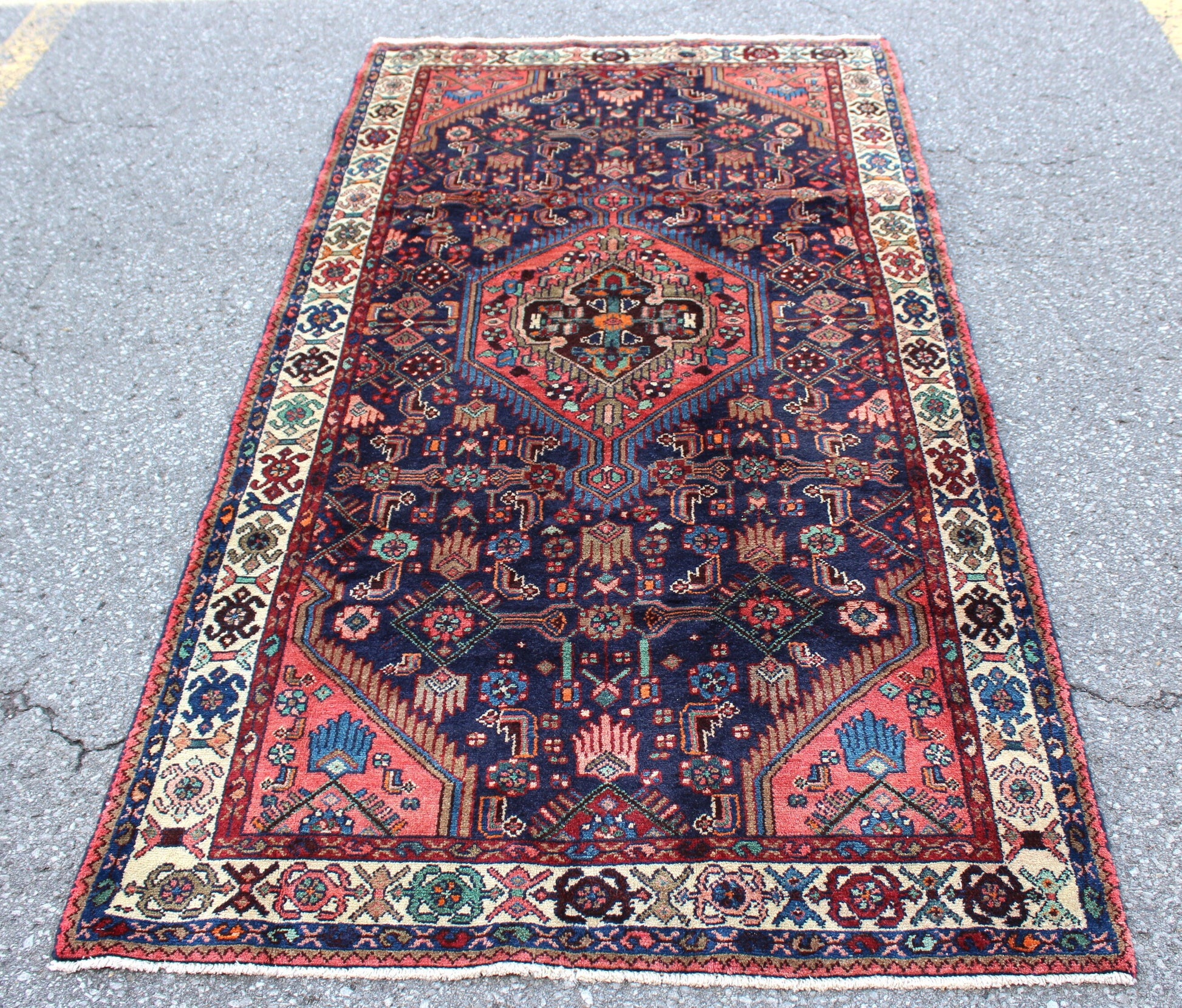 Red 4x7 Vintage Rug | Tribal Oriental Persian Rug | Kazak Bohemian Rug | Handmade Rug