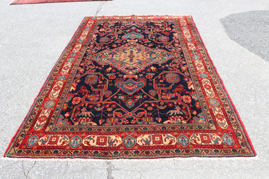 Red 6x10 Vintage Rug | Tribal Oriental Persian Rug | Kazak Bohemian Rug | Handmade Rug