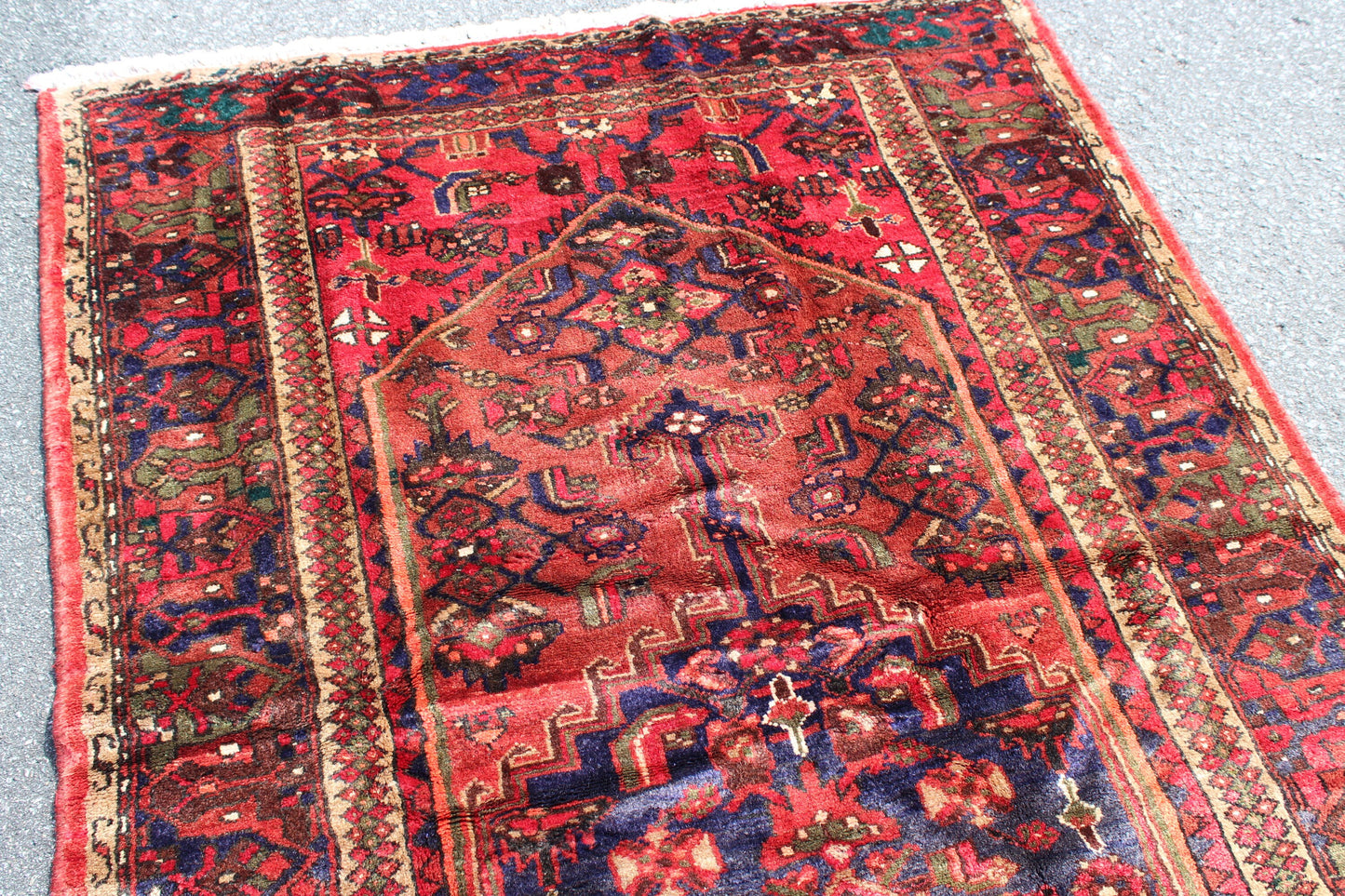Pink Blue 4x8  Vintage Rug | Tribal Oriental Persian Rug | Kazak Bohemian Rug | Handmade Rug
