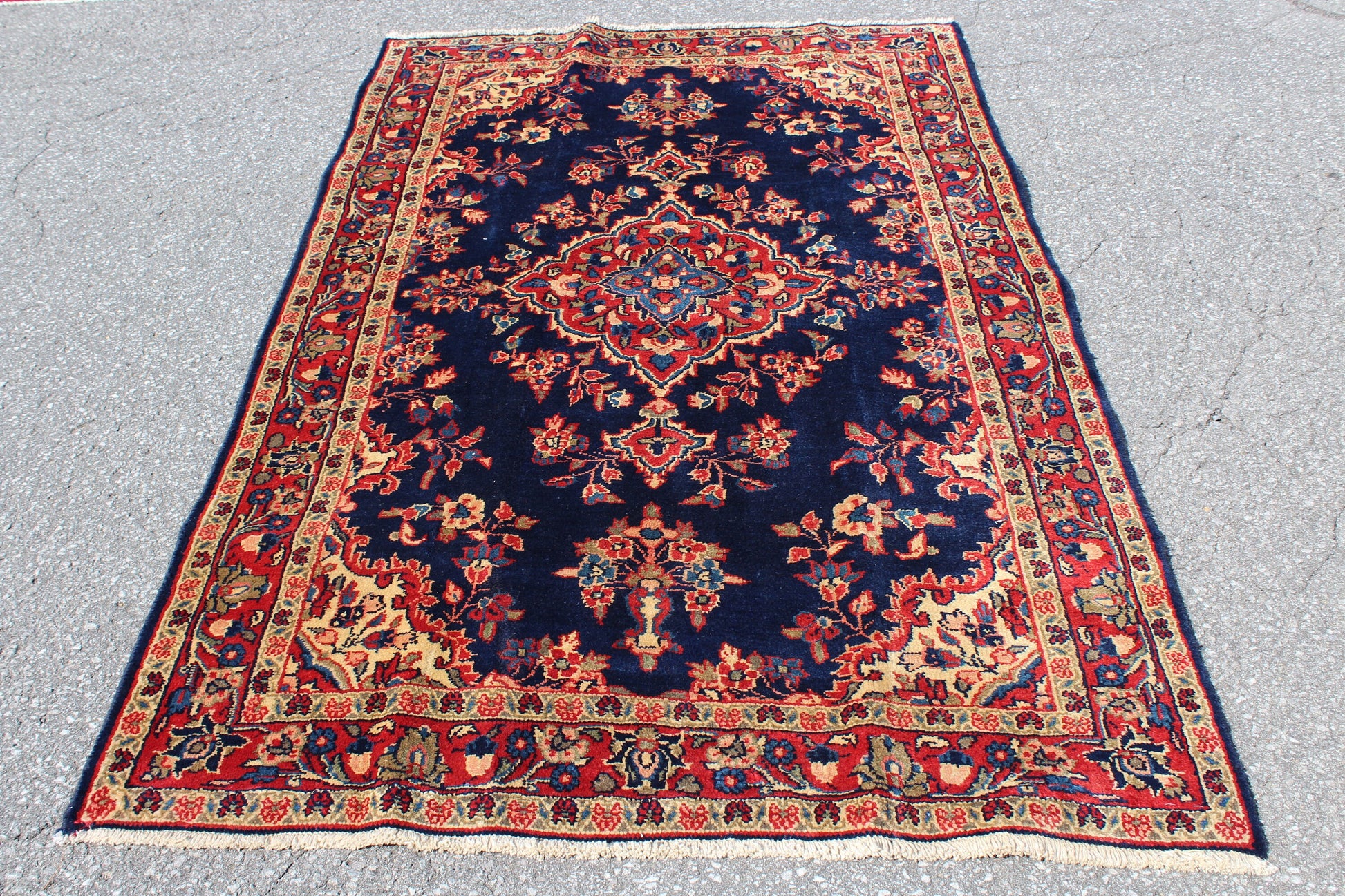 Red 4x7 Vintage Rug | Tribal Oriental Persian Rug | Kazak Bohemian Rug | Handmade Rug