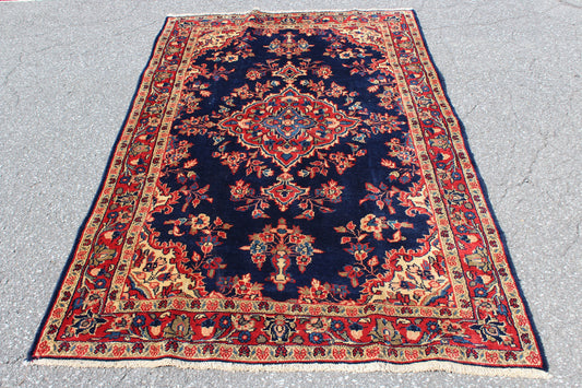 Red 4x7 Vintage Rug | Tribal Oriental Persian Rug | Kazak Bohemian Rug | Handmade Rug