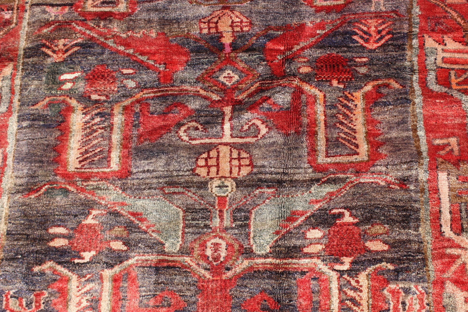Red Black 4x8 Vintage Wool Area Rug