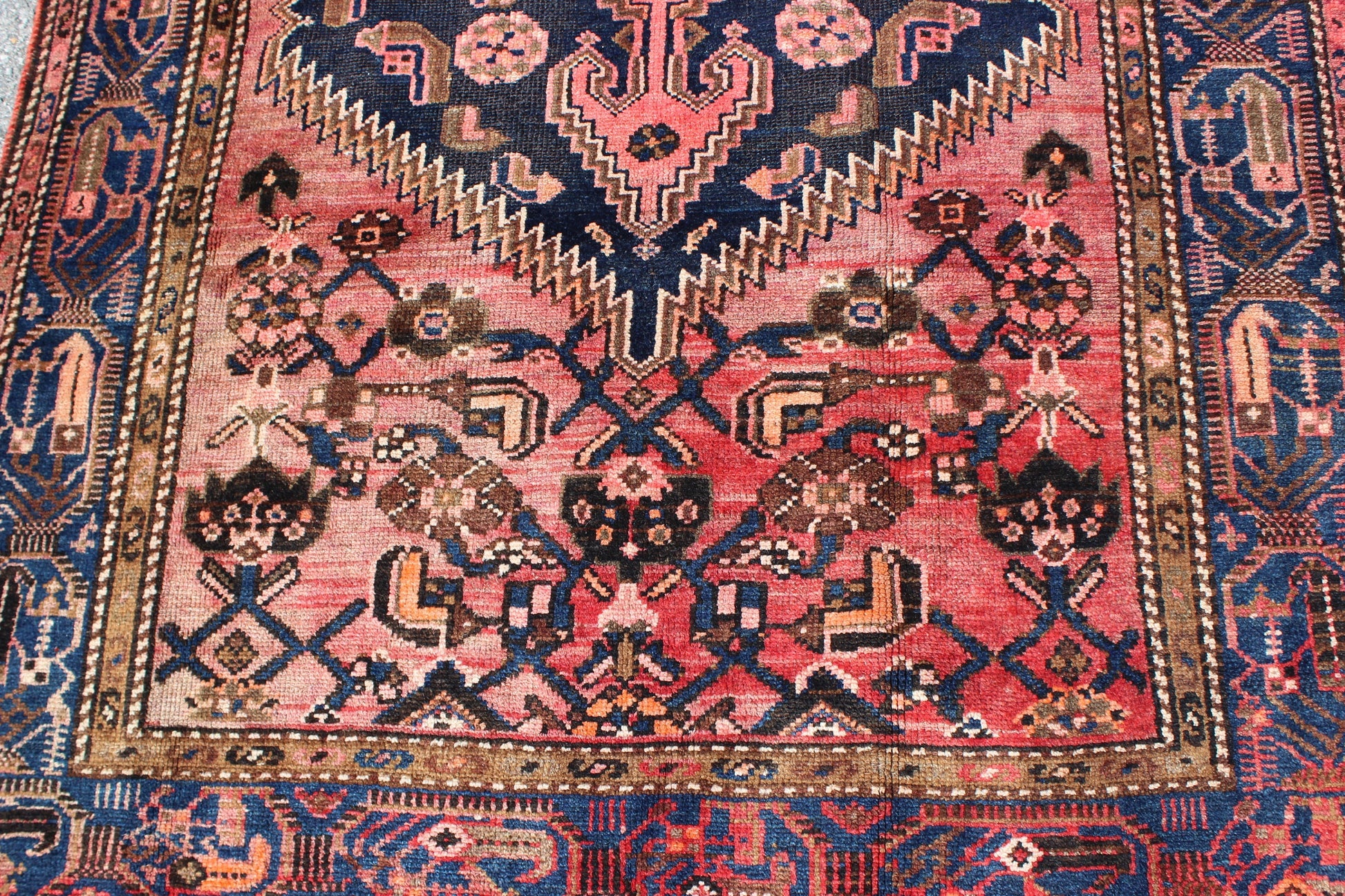 Rose Gold Blue 4x8  Vintage Rug | Tribal Oriental Persian Rug | Kazak Bohemian Rug | Handmade Rug