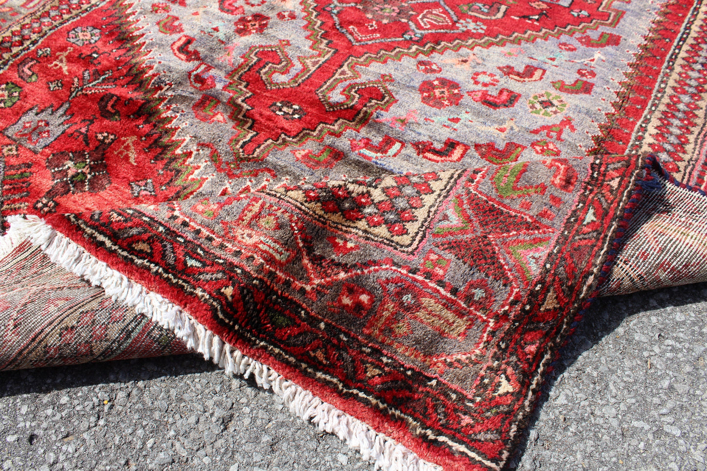 Red Purple 4x8  Vintage Rug | Tribal Oriental Persian Rug | Kazak Bohemian Rug | Handmade Rug