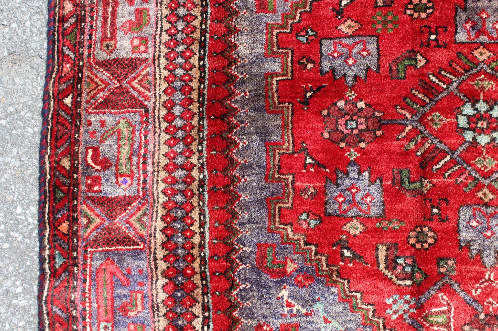 Red Purple 4x8  Vintage Rug | Tribal Oriental Persian Rug | Kazak Bohemian Rug | Handmade Rug