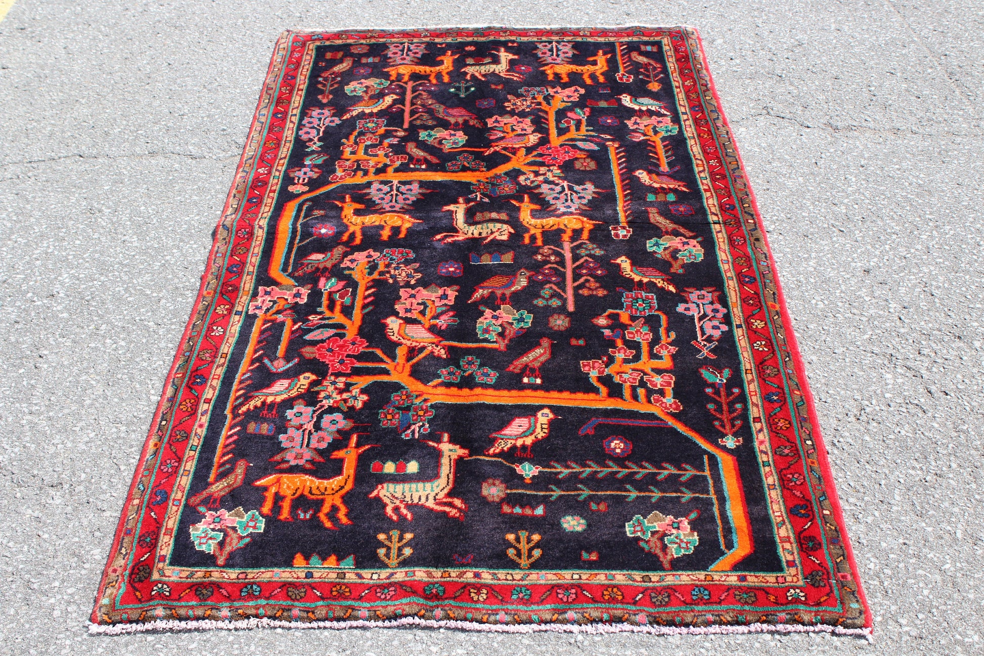 Blue Pink 3x6  Vintage Rug | Tribal Oriental Persian Rug | Kazak Bohemian Rug | Handmade Rug