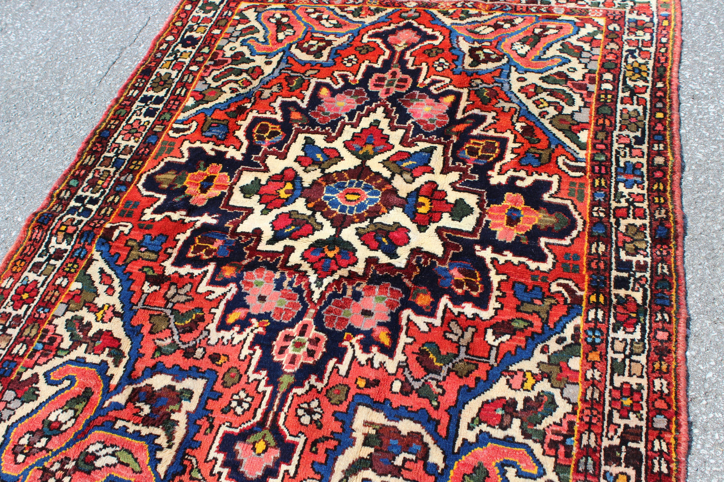 Pink Blue 4x6  Vintage Rug | Tribal Oriental Persian Rug | Kazak Bohemian Rug | Handmade Rug