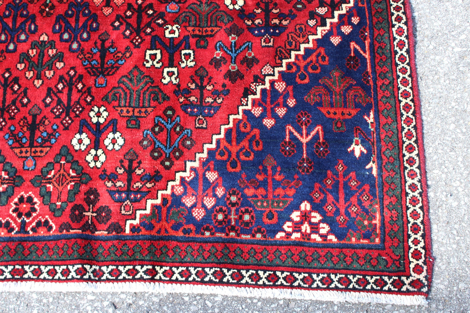 Blue Red 5x9  Vintage Rug | Tribal Oriental Persian Rug | Kazak Bohemian Rug | Handmade Rug