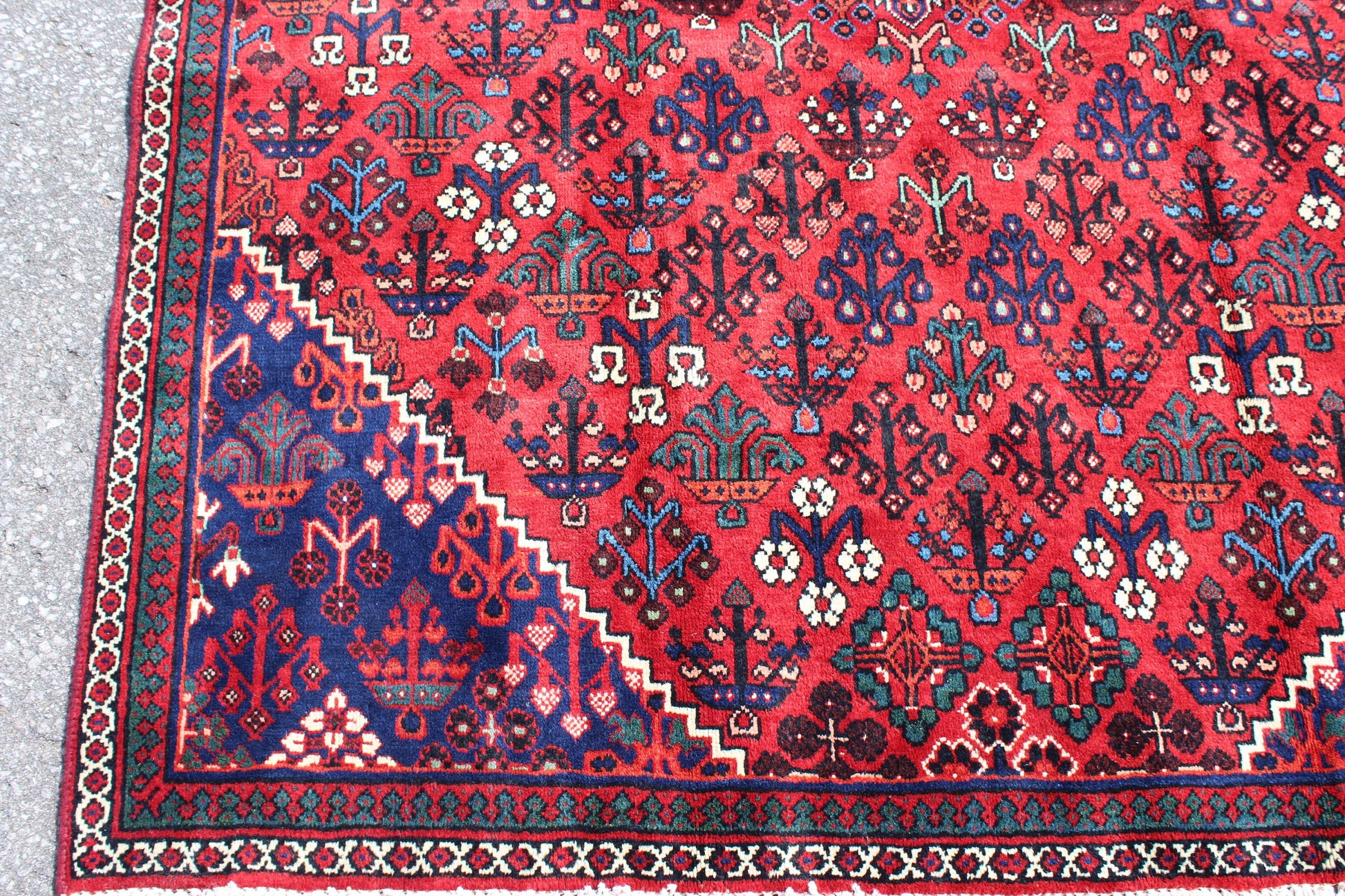 Blue Red 5x9  Vintage Rug | Tribal Oriental Persian Rug | Kazak Bohemian Rug | Handmade Rug