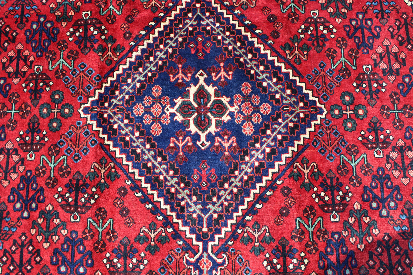 Blue Red 5x9  Vintage Rug | Tribal Oriental Persian Rug | Kazak Bohemian Rug | Handmade Rug