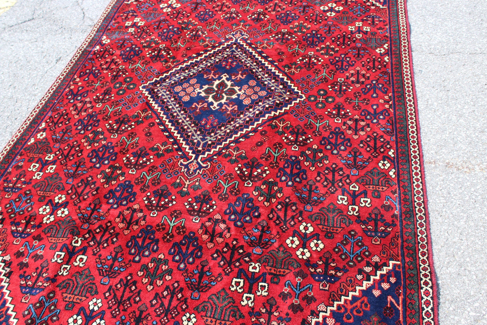 Blue Red 5x9  Vintage Rug | Tribal Oriental Persian Rug | Kazak Bohemian Rug | Handmade Rug