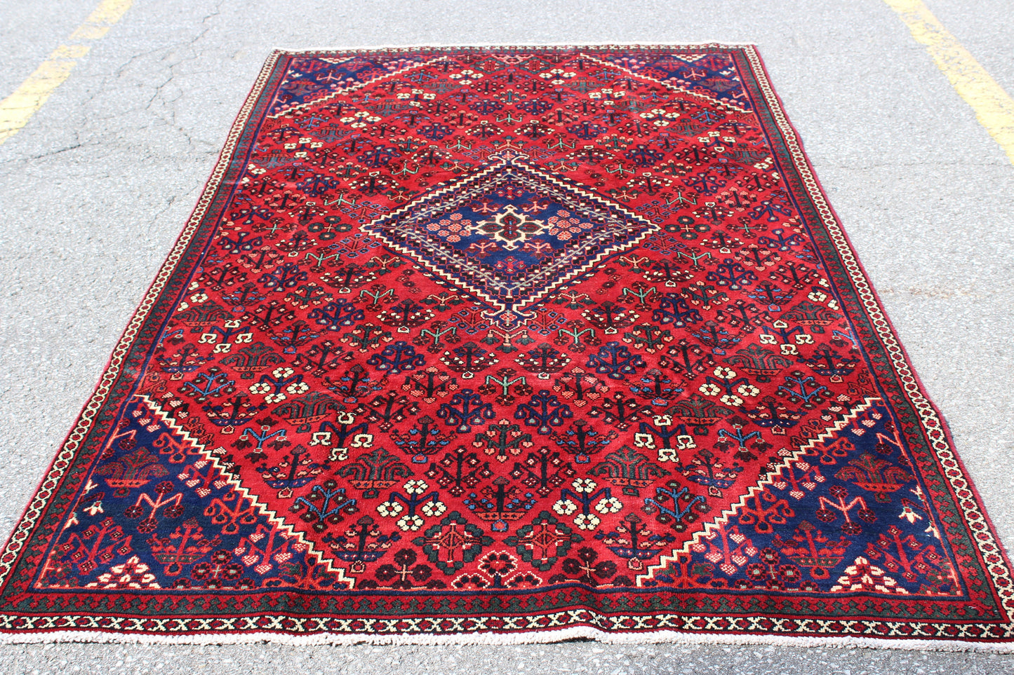 Blue Red 5x9  Vintage Rug | Tribal Oriental Persian Rug | Kazak Bohemian Rug | Handmade Rug