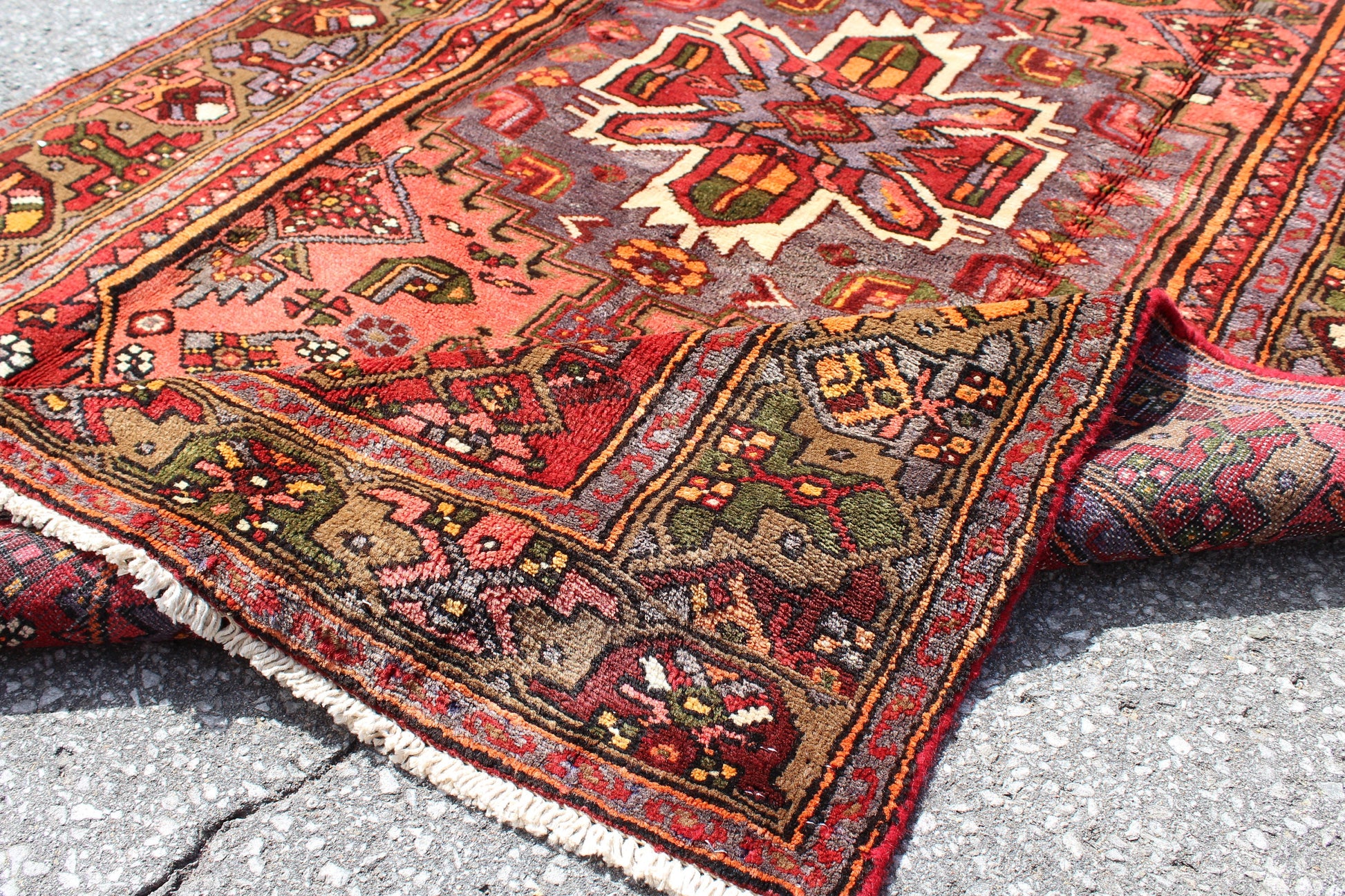 Red 4x7 Vintage Rug | Tribal Oriental Persian Rug | Kazak Bohemian Rug | Handmade Rug