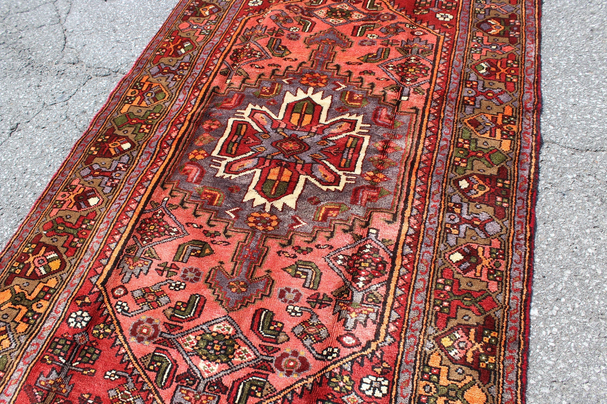 Red 4x7 Vintage Rug | Tribal Oriental Persian Rug | Kazak Bohemian Rug | Handmade Rug
