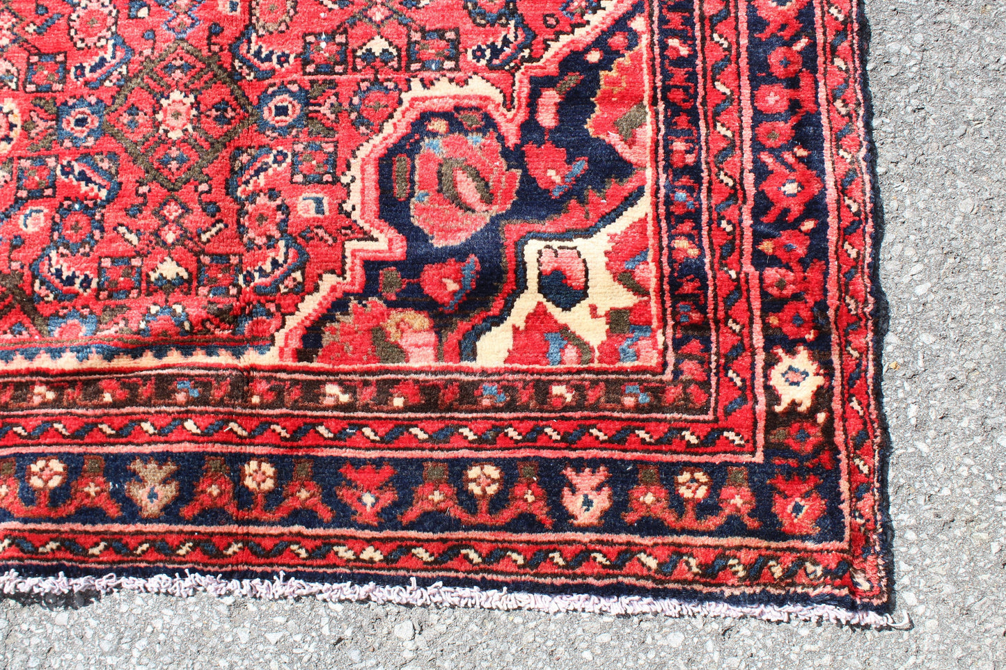 Orange Blue 5x7  Vintage Rug | Tribal Oriental Persian Rug | Kazak Bohemian Rug | Handmade Rug | One of a Kind Rug