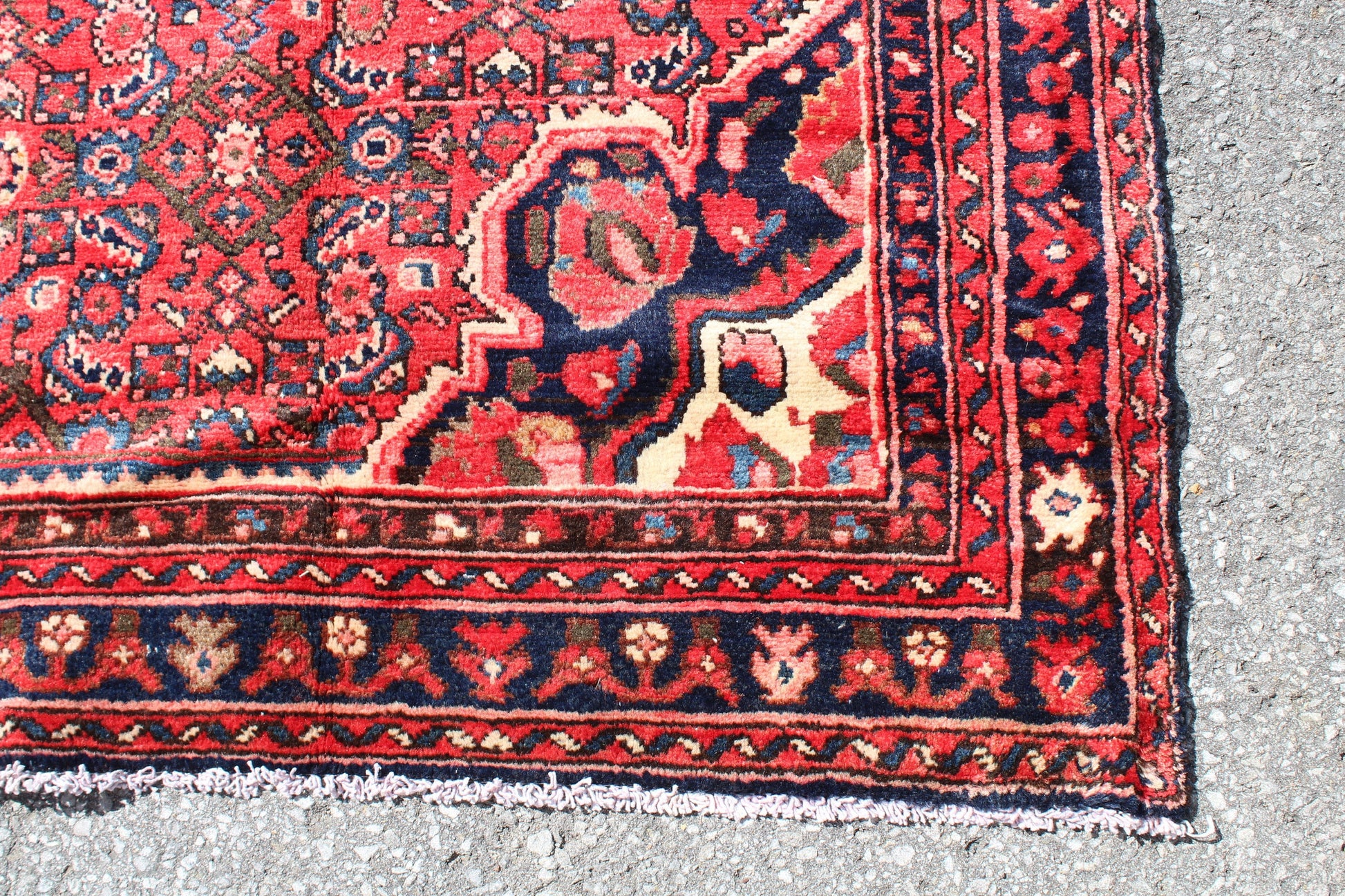 Orange Blue 5x7  Vintage Rug | Tribal Oriental Persian Rug | Kazak Bohemian Rug | Handmade Rug | One of a Kind Rug