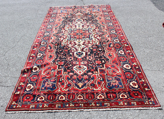 Red 5x10 Vintage Rug | Tribal Oriental Persian Rug | Kazak Bohemian Rug | Handmade Rug