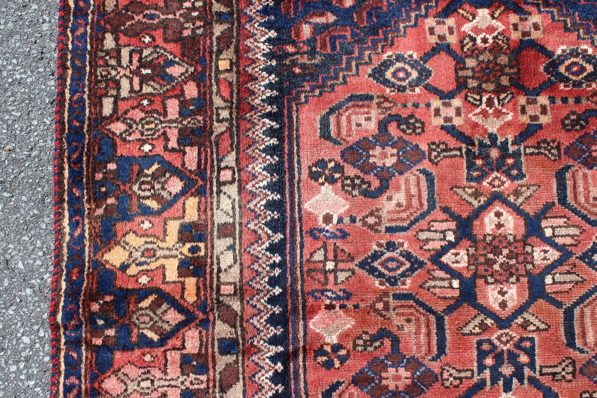 Brown Blue 4x7  Vintage Rug | Tribal Oriental Persian Rug | Kazak Bohemian Rug | Handmade Rug