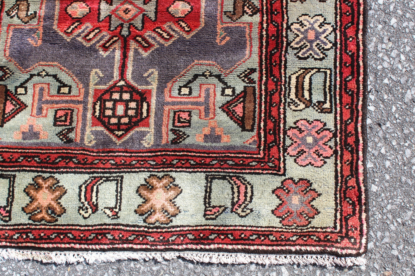 Orange Blue 3x6  Vintage Rug | Tribal Oriental Persian Rug | Kazak Bohemian Rug | Handmade Rug