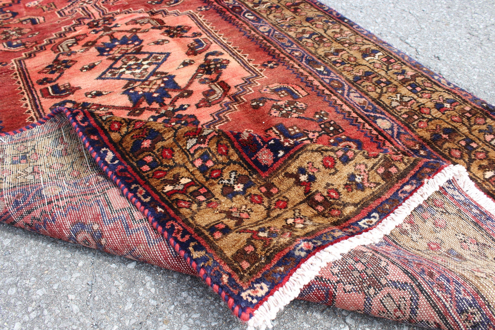 Red Blue 4x7 Vintage Rug | Tribal Oriental Persian Rug | Kazak Bohemian Rug | Handmade Rug6