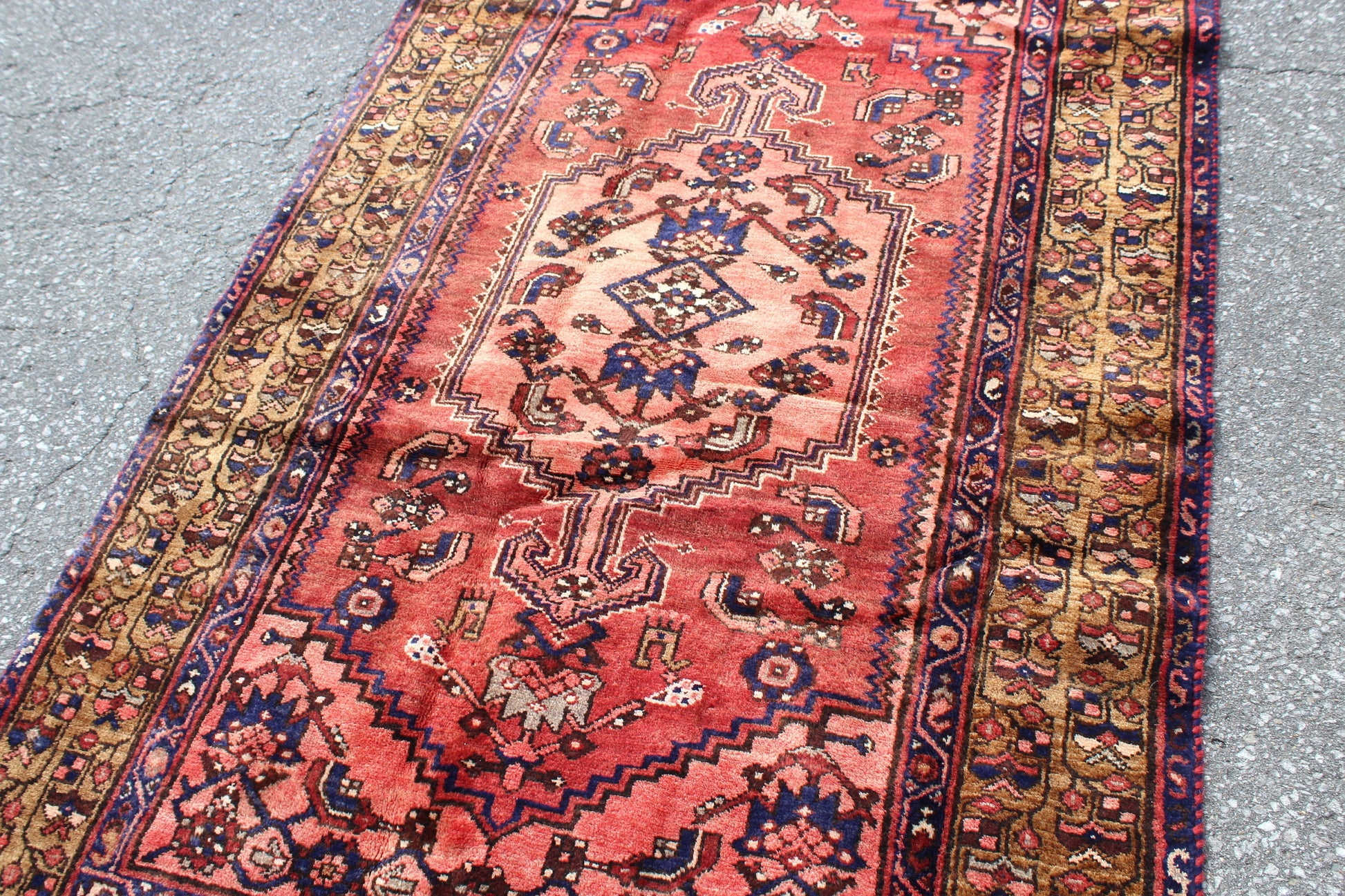 Red Blue 4x7 Vintage Rug | Tribal Oriental Persian Rug | Kazak Bohemian Rug | Handmade Rug6