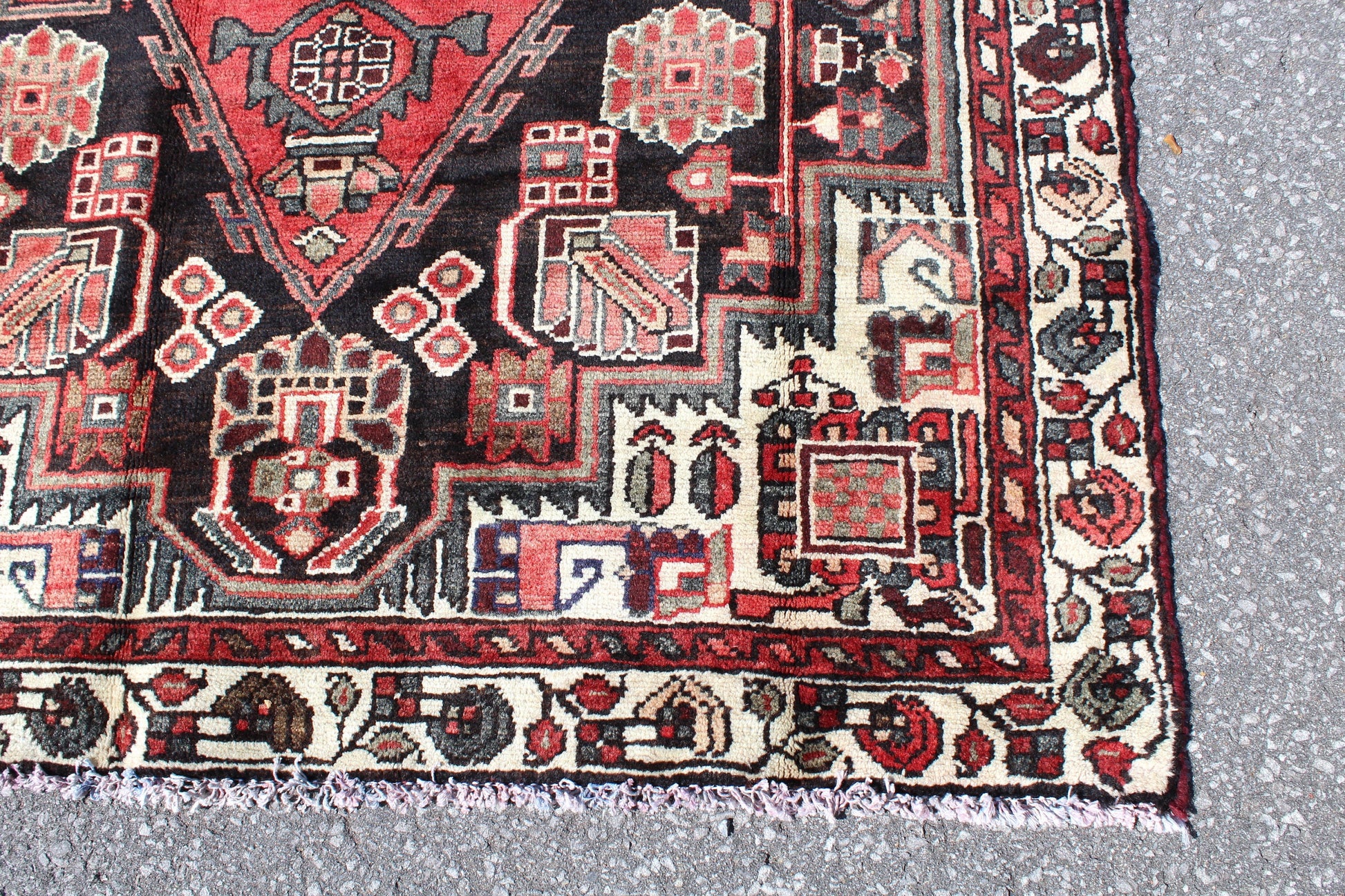 Red Blue 4x7 Vintage Rug | Tribal Oriental Persian Rug | Kazak Bohemian Rug | Handmade Rug