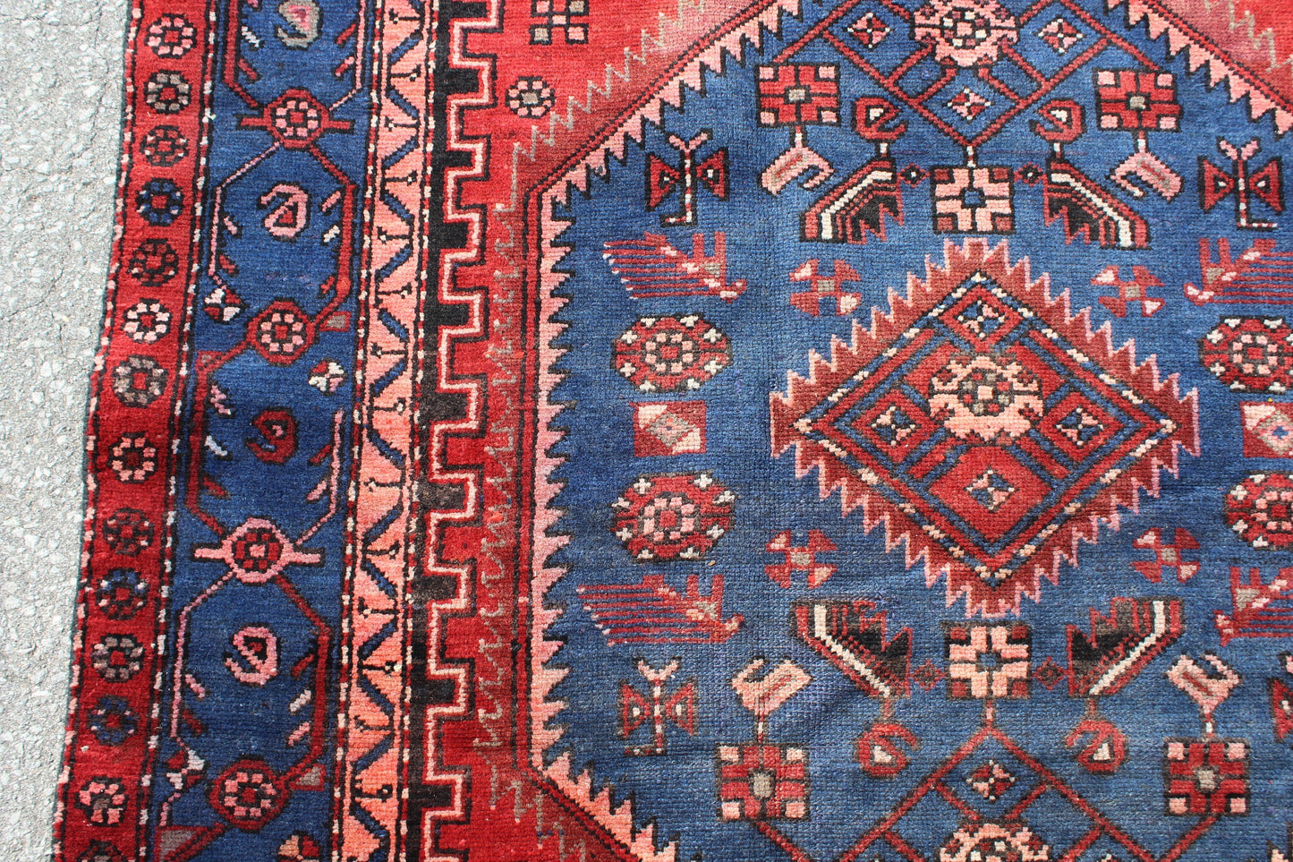 Red Blue 5x8 Vintage One of a Kind Rug