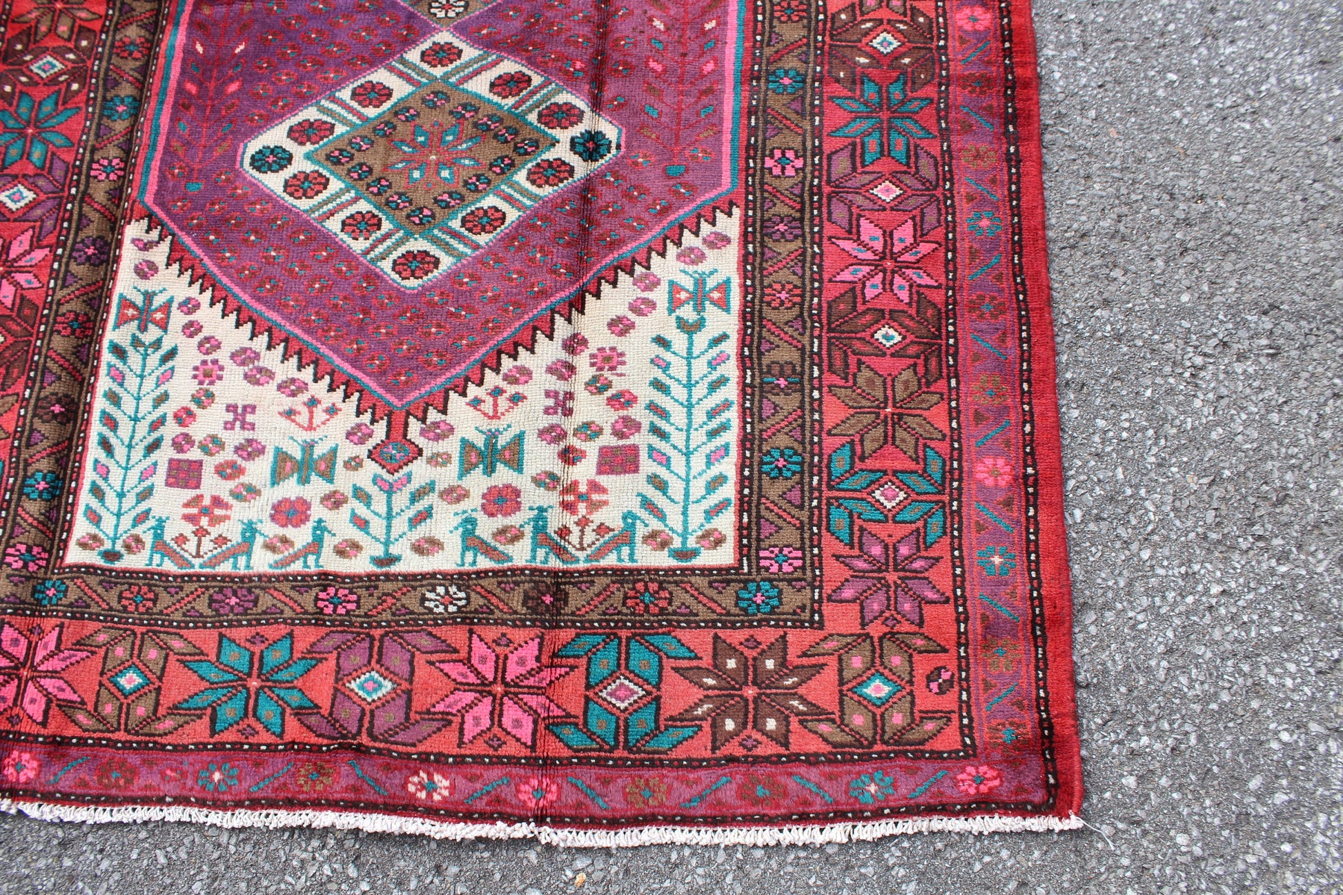 Pink Purple Vintage Handmade Rug