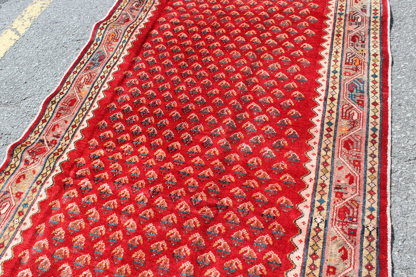 Red Beige Border 4x7 Vintage Tribal Handmade Turkish Persian Rug