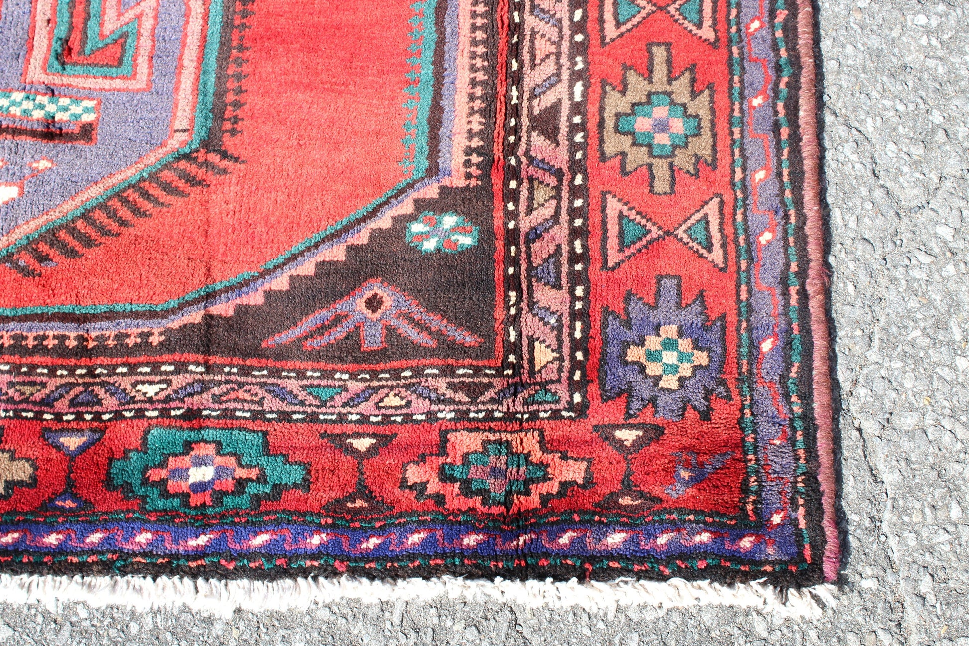 Red Vintage Rug 4 x 7 Runner Rug with Purple Medallion