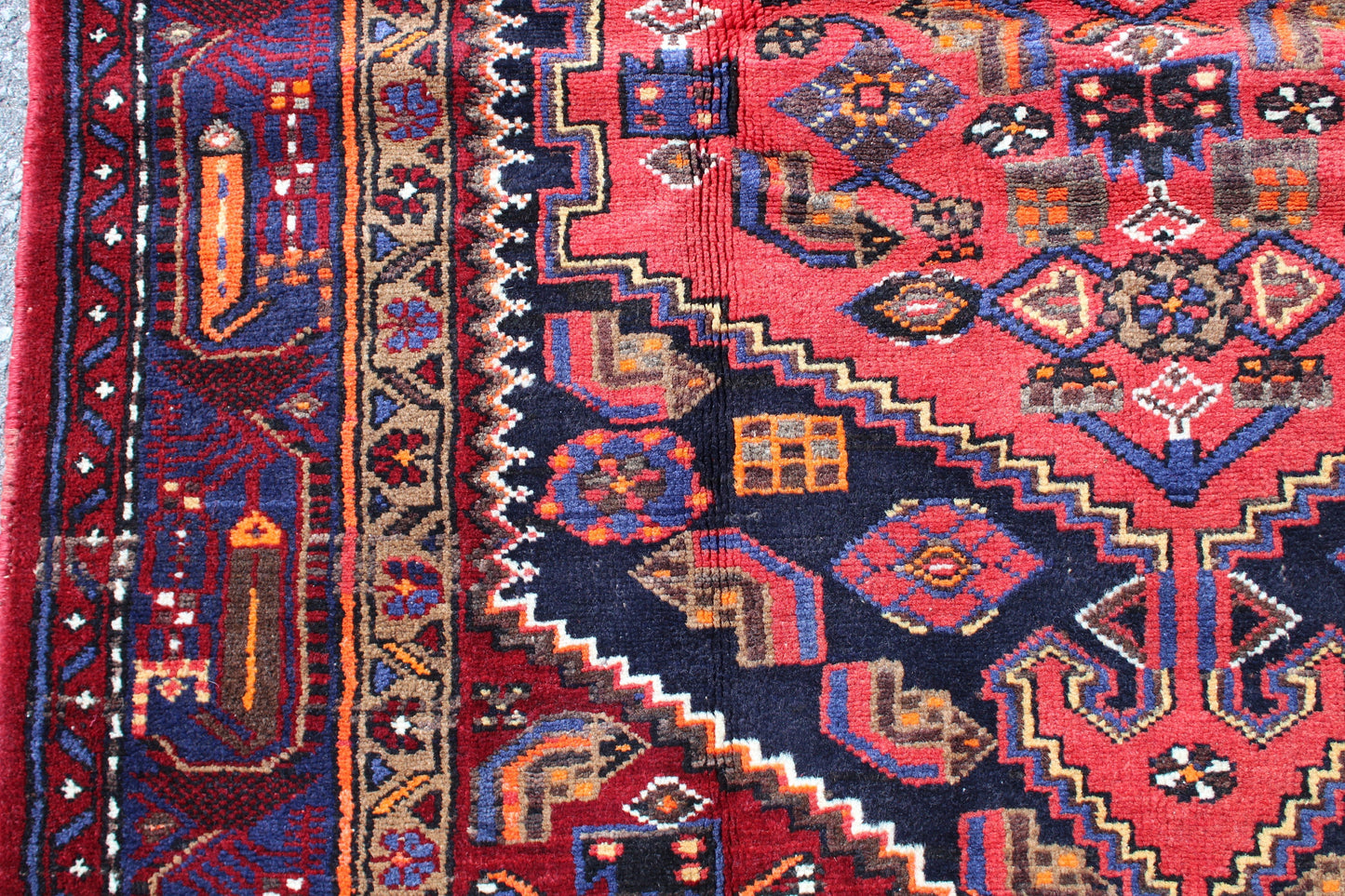 Red Navy 4 x 7 Blue Vintage Handmade Rug