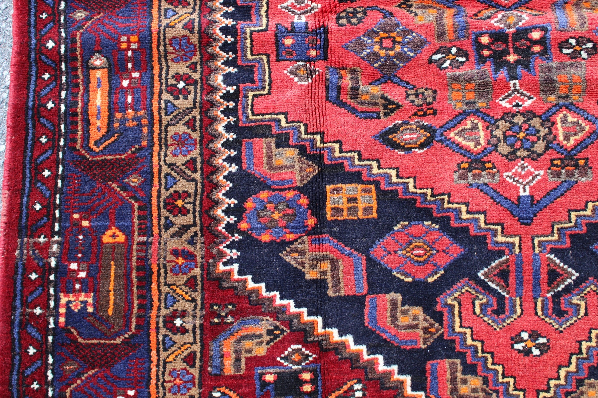 Red Navy 4 x 7 Blue Vintage Handmade Rug