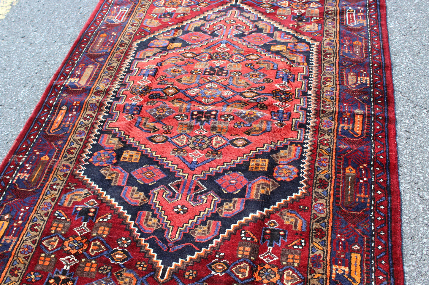 Red Navy 4 x 7 Blue Vintage Handmade Rug