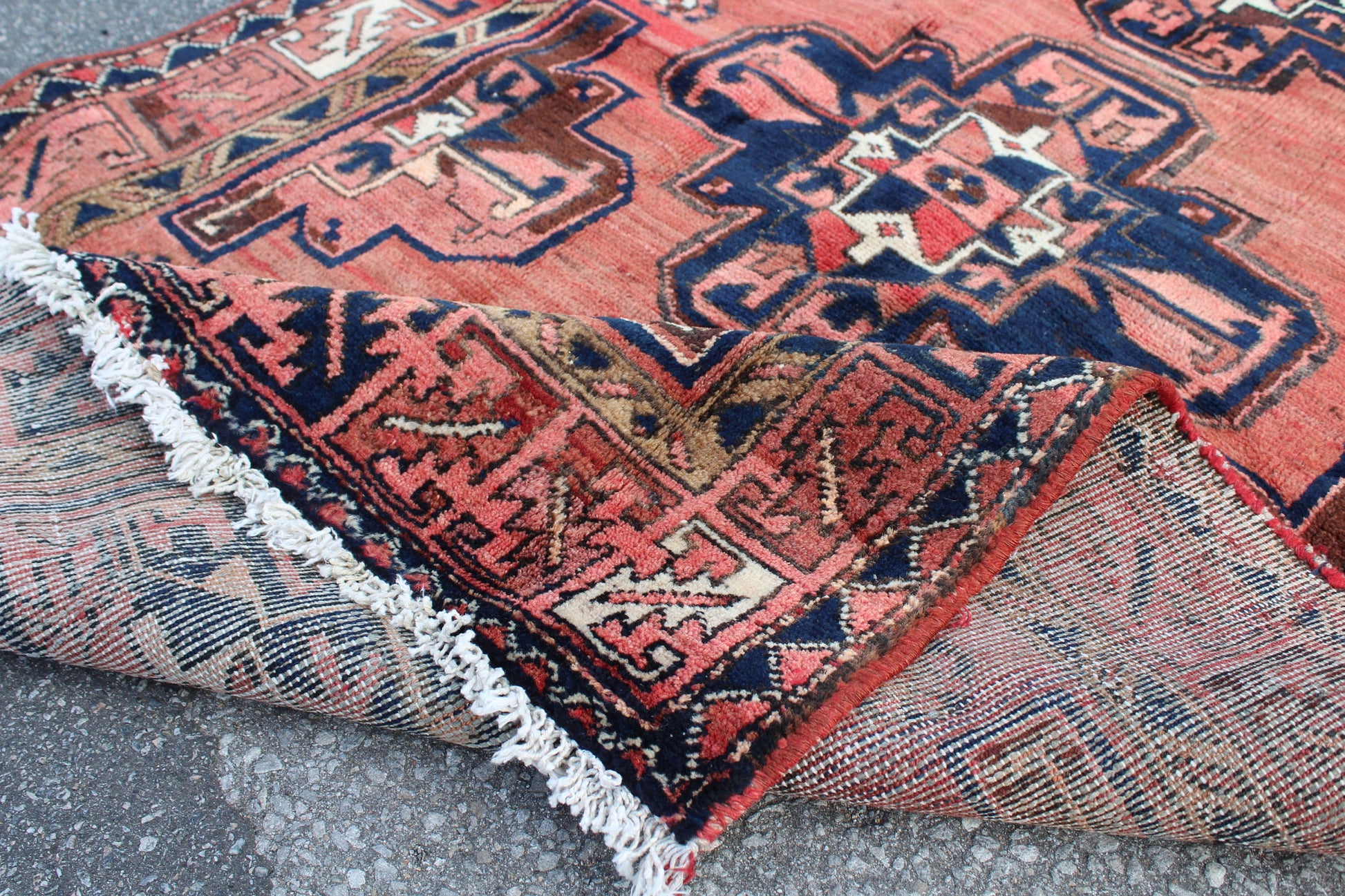 Orange Blue 3x7 Vintage Rug | Tribal Oriental Persian Rug | Kazak Bohemian Rug | Handmade Rug