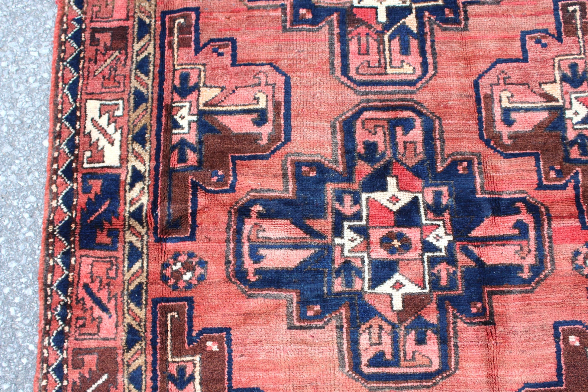 Orange Blue 3x7 Vintage Rug | Tribal Oriental Persian Rug | Kazak Bohemian Rug | Handmade Rug