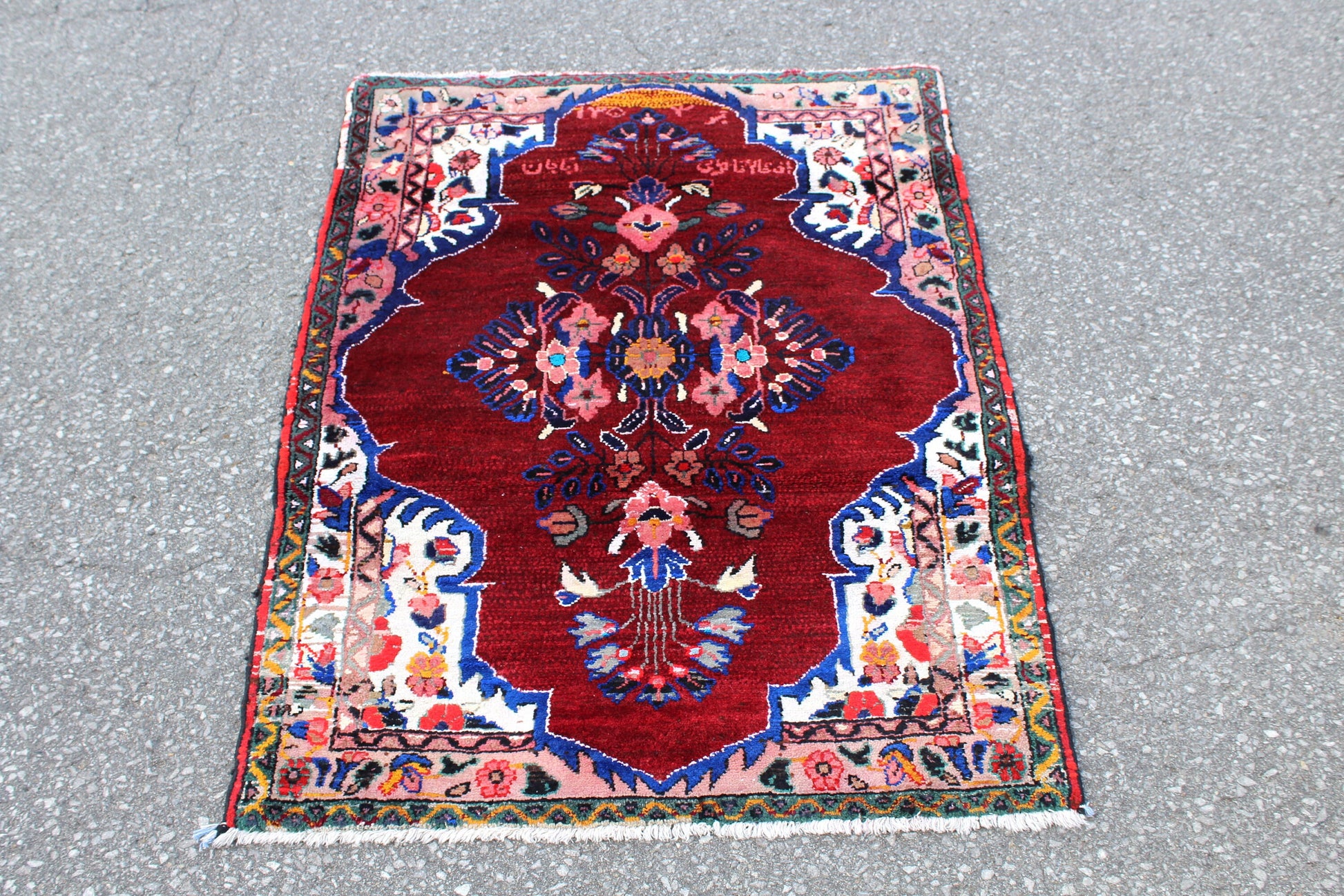 Red Beige 3x4 Vintage Rug | Tribal Oriental Persian Rug | Kazak Bohemian Rug | Handmade Rug