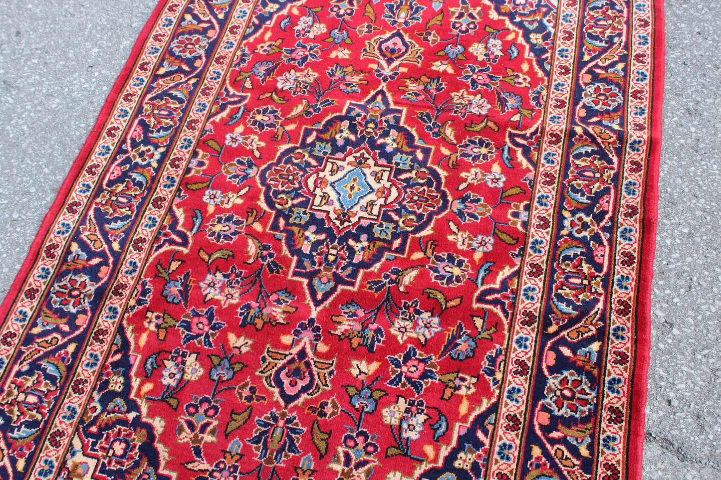 Red Blue 3x5 Vintage Tribal One of a Kind Rug
