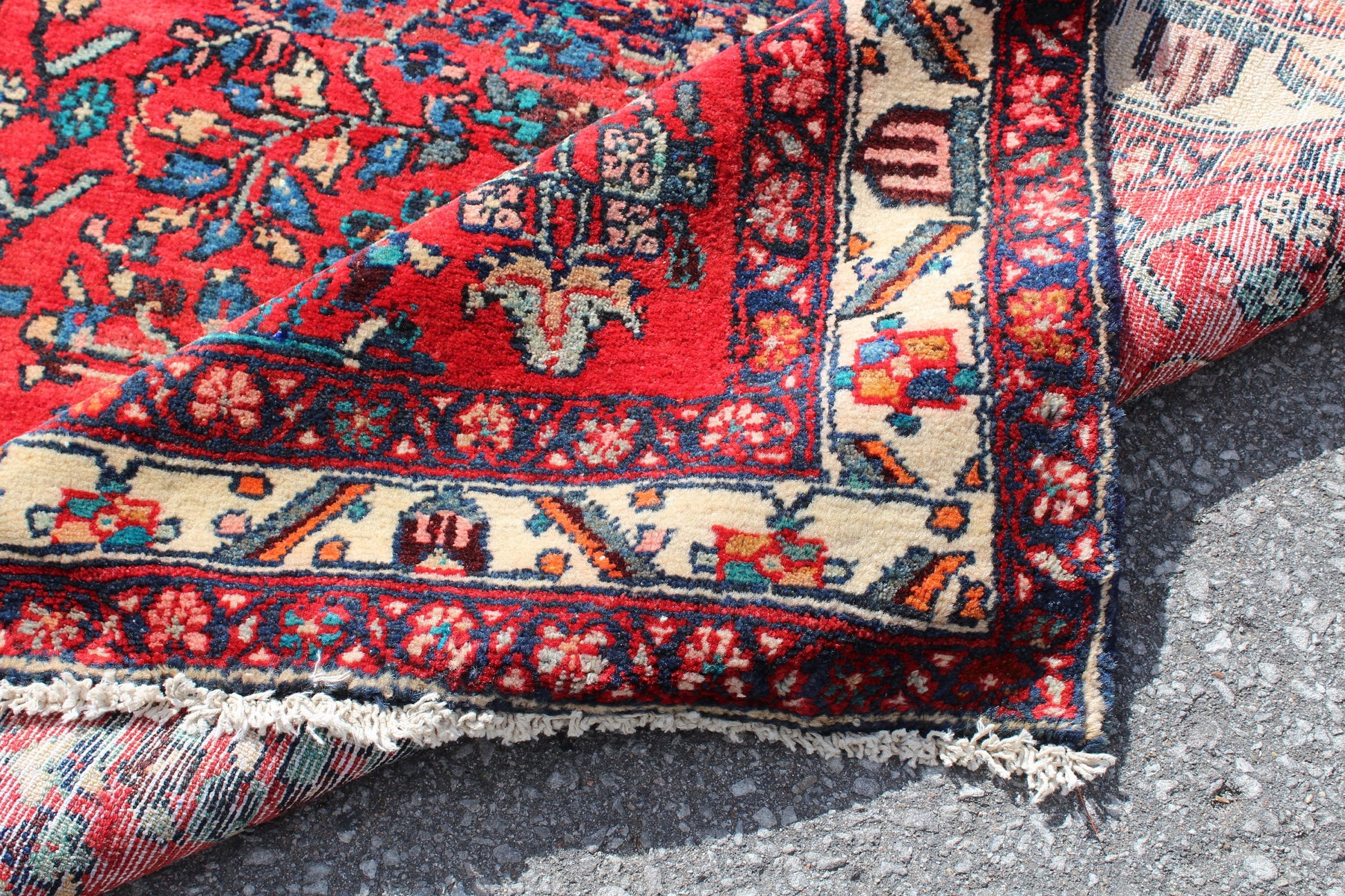 Red Blue 3x6 Vintage Rug | Tribal Oriental Persian Rug | Kazak Bohemian Rug | Handmade Rug6