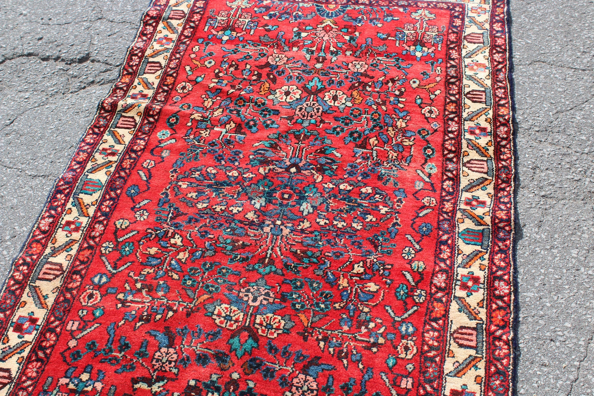 Red Blue 3x6 Vintage Rug | Tribal Oriental Persian Rug | Kazak Bohemian Rug | Handmade Rug6