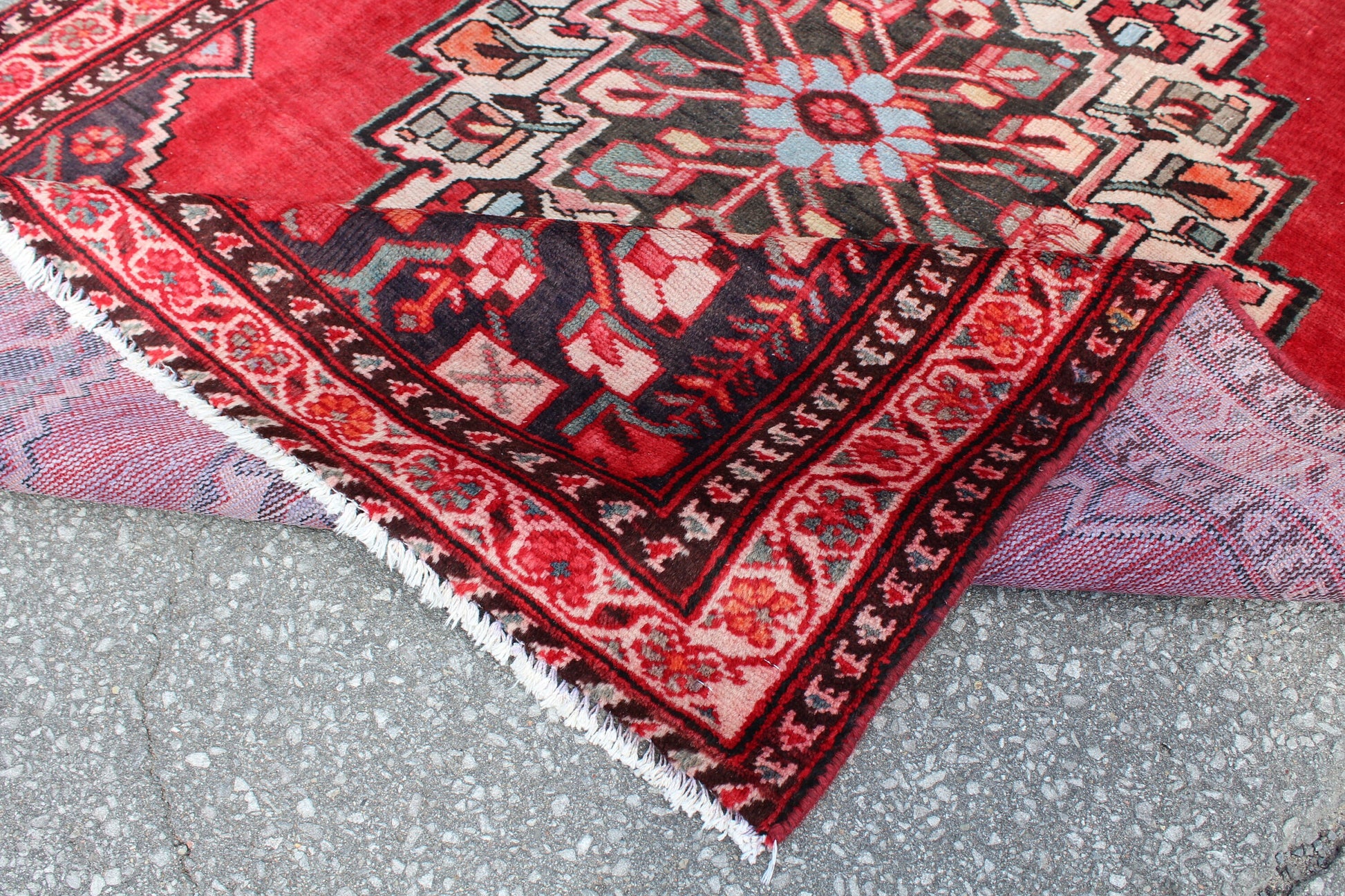 Red White 4x6 Vintage One of a Kind Rug