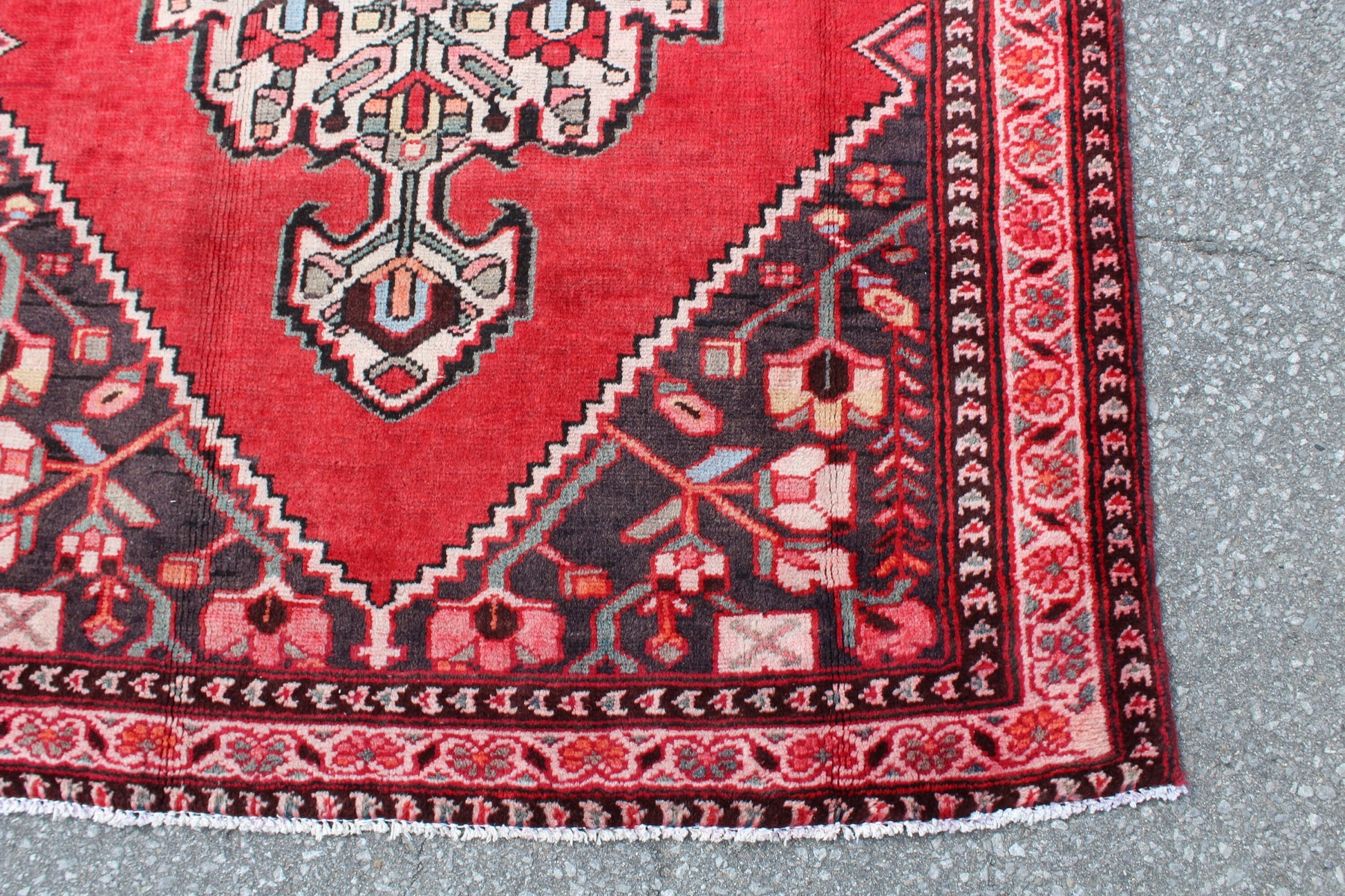 Red White 4x6 Vintage One of a Kind Rug