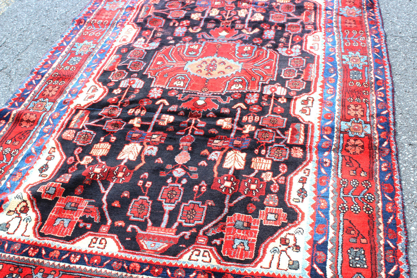 Red 5x10 Vintage Rug | Tribal Oriental Persian Rug | Kazak Bohemian Rug | Handmade Rug