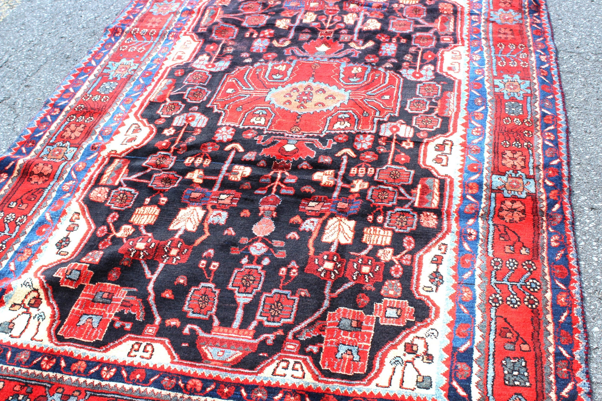 Red 5x10 Vintage Rug | Tribal Oriental Persian Rug | Kazak Bohemian Rug | Handmade Rug