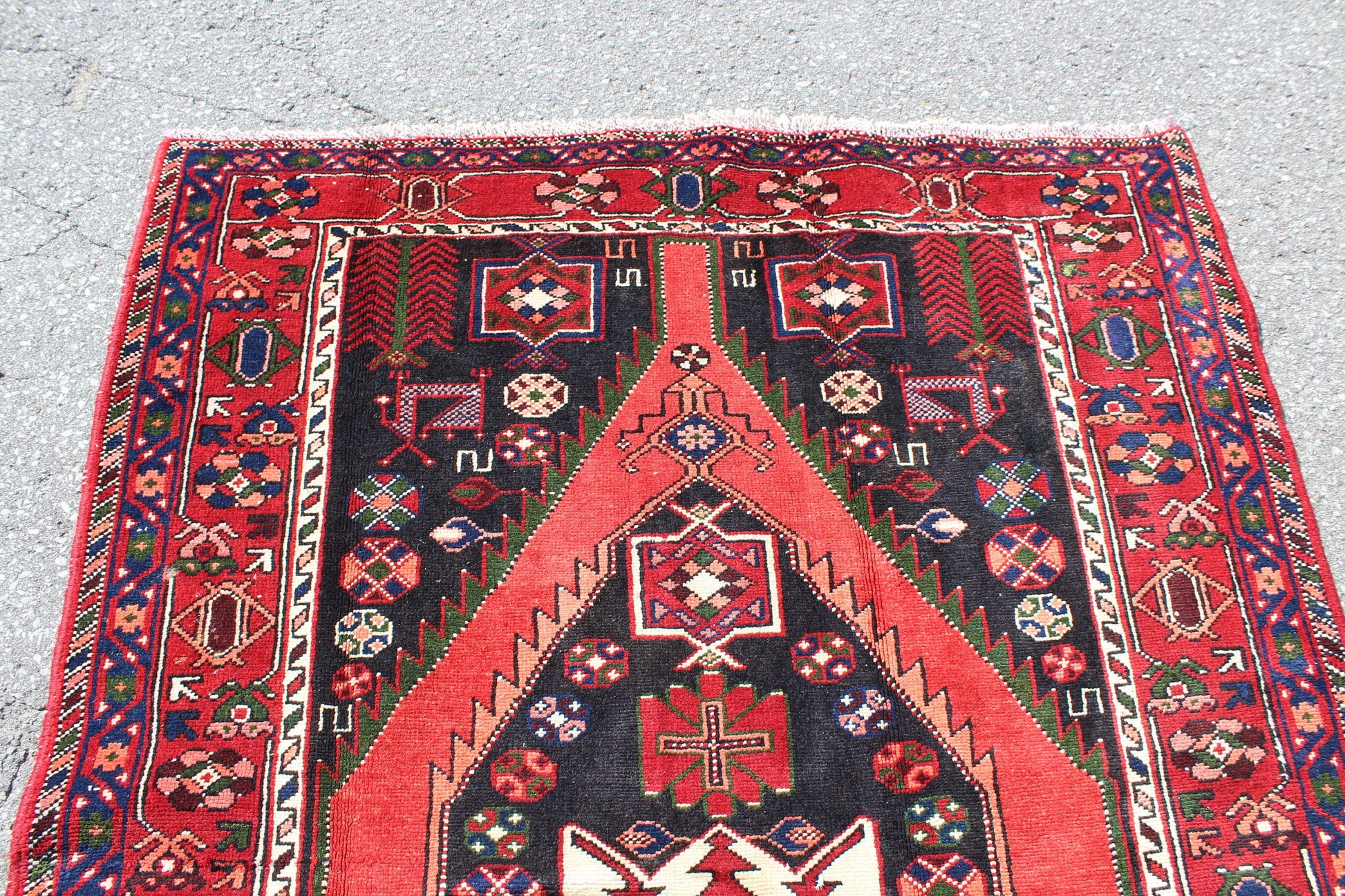 Red 4x7 Vintage Rug | Tribal Oriental Persian Rug | Kazak Bohemian Rug | Handmade Rug