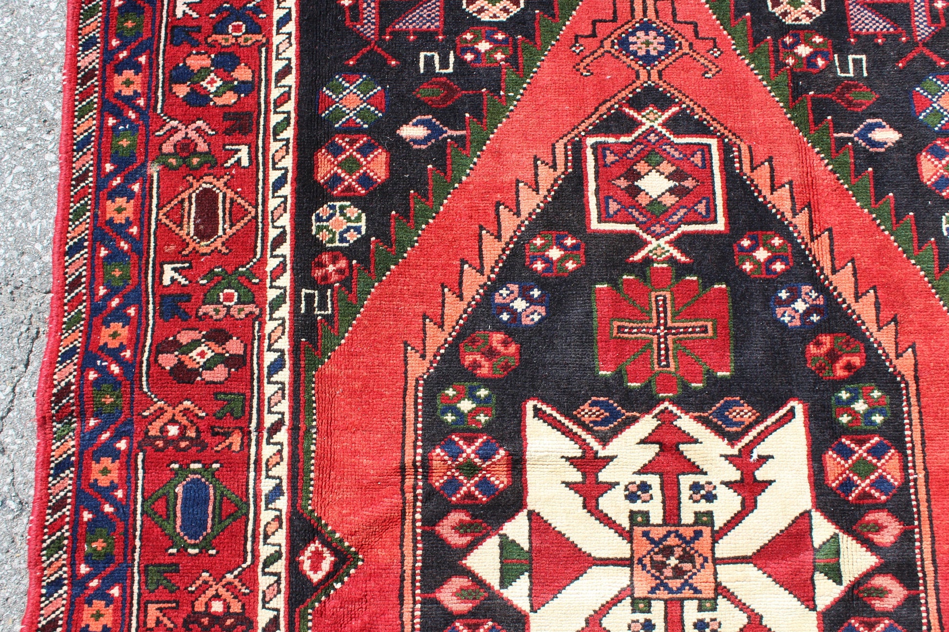 Red 4x7 Vintage Rug | Tribal Oriental Persian Rug | Kazak Bohemian Rug | Handmade Rug