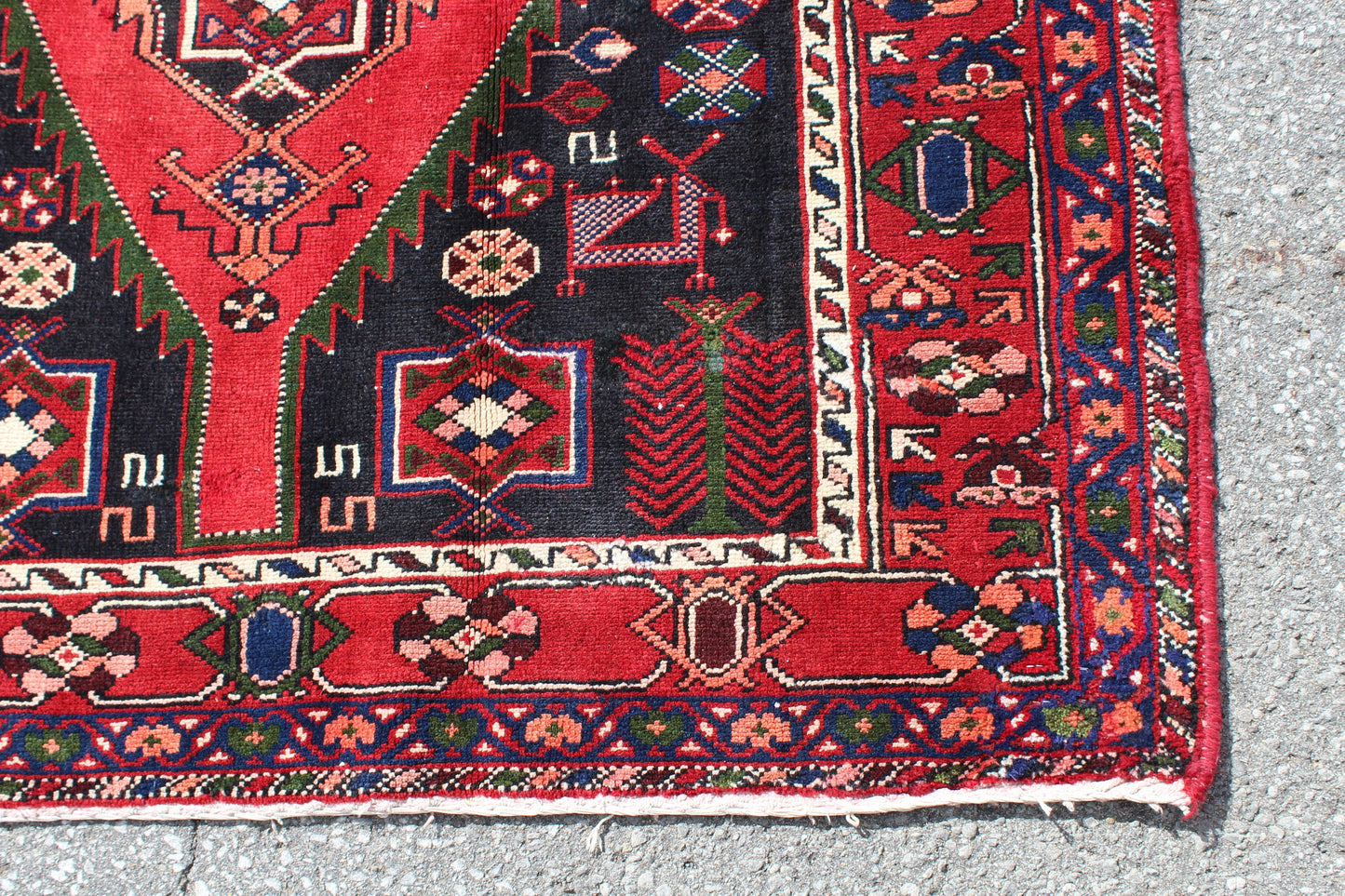Red 4x7 Vintage Rug | Tribal Oriental Persian Rug | Kazak Bohemian Rug | Handmade Rug