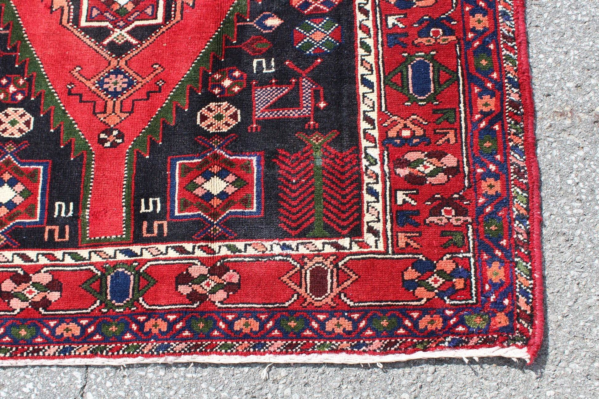 Red 4x7 Vintage Rug | Tribal Oriental Persian Rug | Kazak Bohemian Rug | Handmade Rug
